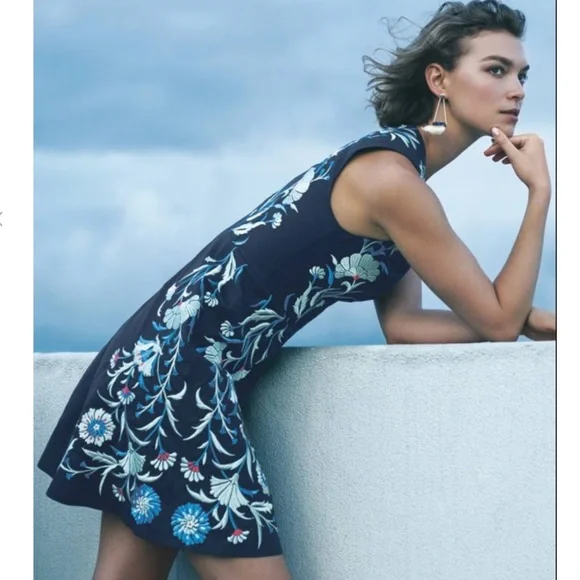 Anthropologie Gilmore Girls Moulinette Soeurs Bellflower Floral Embroidery Dress - Picture 2 of 16